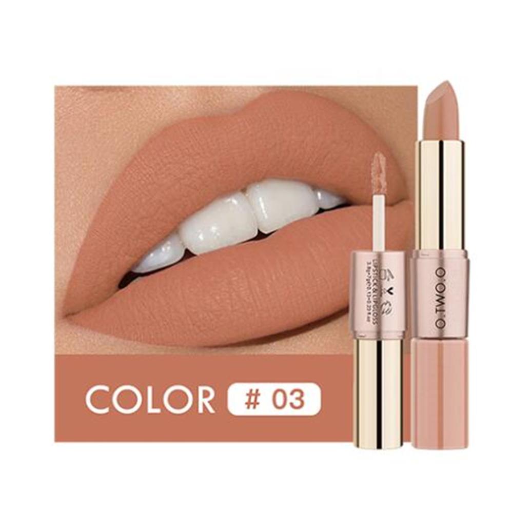O.TWO.O 2 in 1 Matte Lippenstift Lipgloss Kosmetik Wasserdicht Pintalabios Batom Mate Lippen Make-up Rouge 12 Farben Lippenstift — image 9