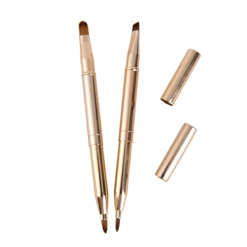 1pcs Gold Make Up Retractable Lip Eye Liner Eyeshadow Foundation Brush Double-headed Makeup Brushes Cosmetics Tool — image 2
