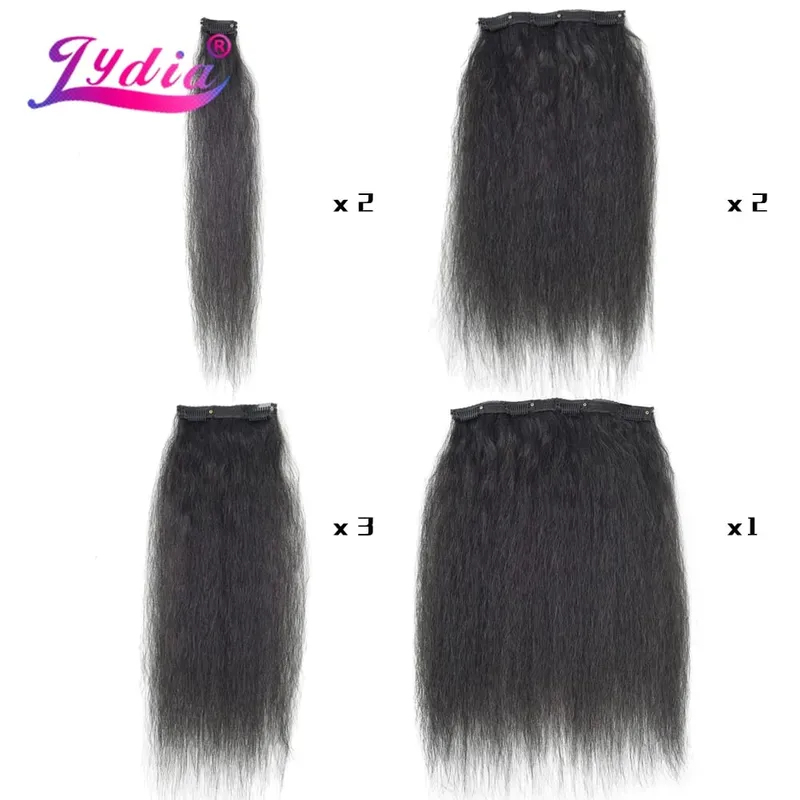 Lydia 8Pcs /Set With18Clips-In Synthetic Kinky Staight Hair Extensions Long Heat Resistant Hair-Pieces16-20 Inches Afro American — image 5