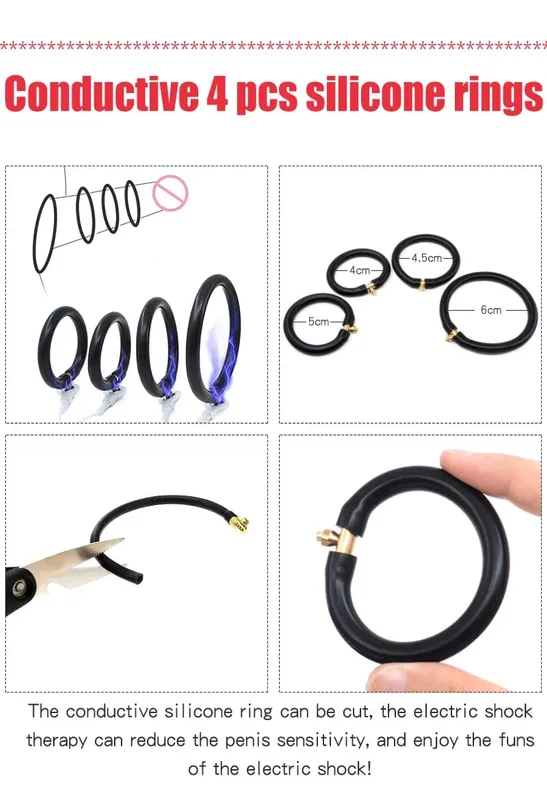 Anneau de pénis à choc électrique, électrostimulation du pénis, anneaux de Massage, jouets à thème médical pour hommes, accessoires de produits sexuels pour adultes — image 4