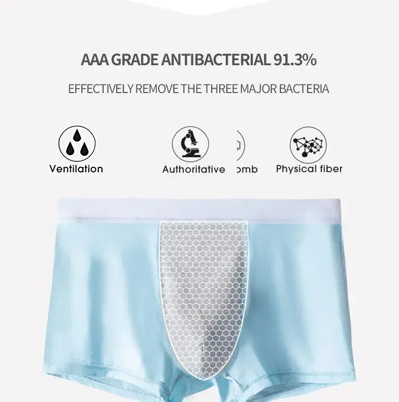 Miiow 3Pcs Ice Silk Men Boxer Shorts Underwear Antibacterial Boxershorts Cueca Male Panties Fashion Men Underpants Lingeries 5XL — image 4