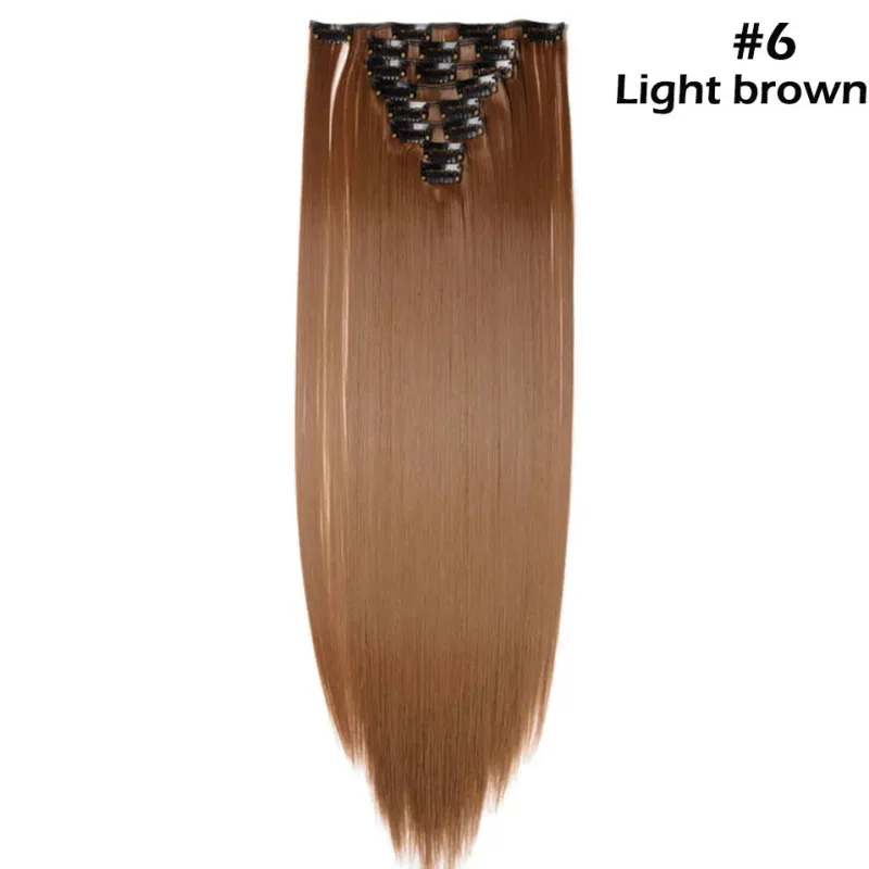 S-noilite Synthetic 8PCS/Set 18Clips Clip in Hair Extensions Long Straight Hair Extension Clip in Hair for Women — image 15