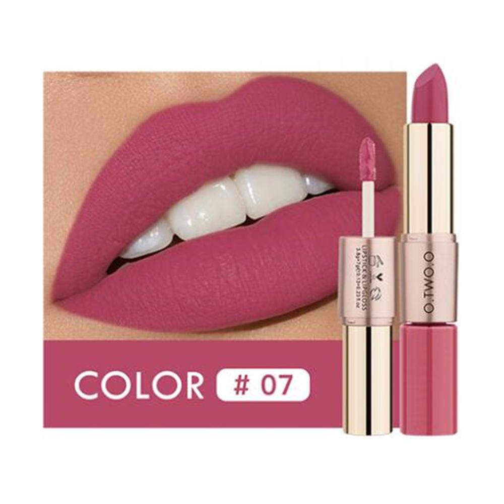 O.TWO.O 2 in 1 Matte Lippenstift Lipgloss Kosmetik Wasserdicht Pintalabios Batom Mate Lippen Make-up Rouge 12 Farben Lippenstift