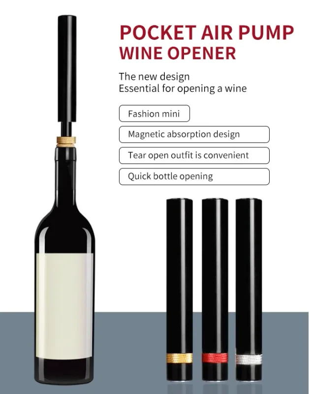 Pompe à Air, tire-bouchon à vin, accessoires de cuisine, broche Portable en acier inoxydable, pression d'air, ouvre-bouteille de vin, outils de Bar à domicile 3 pièces — image 2