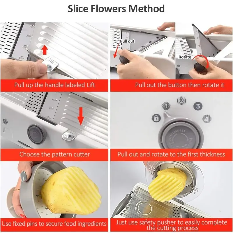 18 ประเภทปรับ Mandoline Slicer ผักสแตนเลส Julienner เครื่องขูดหัวหอมเครื่องตัดมันฝรั่งเครื่องตัด KC0326 — image 4