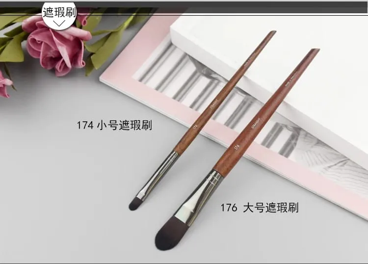 Pennelli per trucco occhi in legno naturale set completo Ombretto Pro Crease Kit per trucco sfumino evidenziatore sopracciglio Pennello per ciglia labbra pratico — image 14