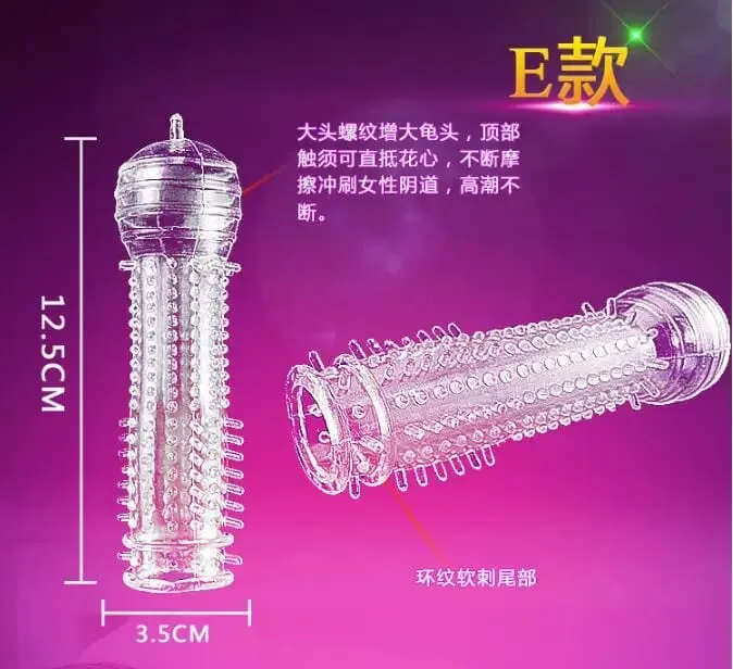 Reusable Condom Penis Sleeve Male Enlargement Time Delay Spike Clit Massager Cover Crystal Clear Condoms Adult Sex Toy — image 5