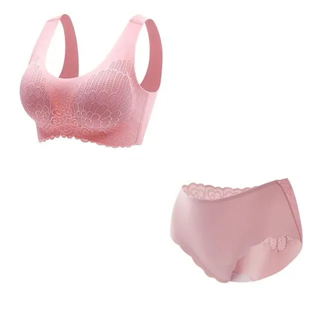 Comfortable Latex 4.0 Bra Women's Underwear Set Wireless With breast Pads Gather Bralette with panties Lingerie 2-pieces Suit — image 9