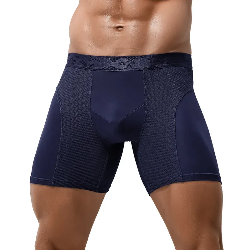 Intimo uomo Boxer modali Pantaloncini Hombre Solid Mesh Custodia traspirante Mutandine Uomo Gamba lunga Mutande Cueca Calzoncillos XL-6XL