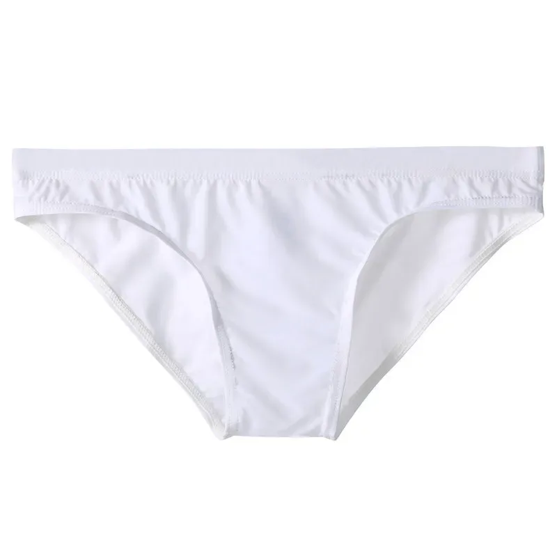 여름 얼음 실크 남자 고체 투명 낮은 허리 속옷 원활한 통기성 부드러운 꽉 얇은 패션 용인 남성 U 볼록 브리프 — image 19