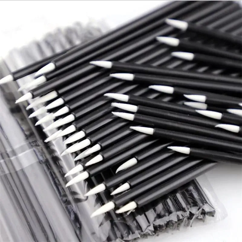 Pinceaux de maquillage professionnels pour Eyeliner, 50 pièces, avec capuchon, poils fins en Nylon, brosse jetable en Fiber — image 1