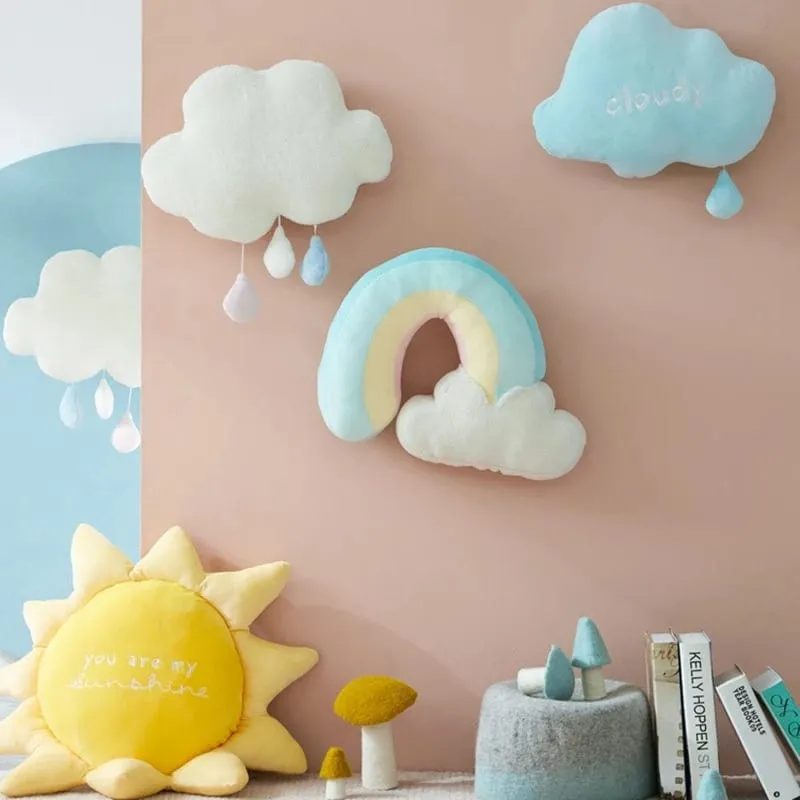 New Arrival Plush Rainbow Cloud Sun Toy Home Decoration Rainbow Cloud Pillow Cute Creative Weather Throw Pillow Kids Toys Gift