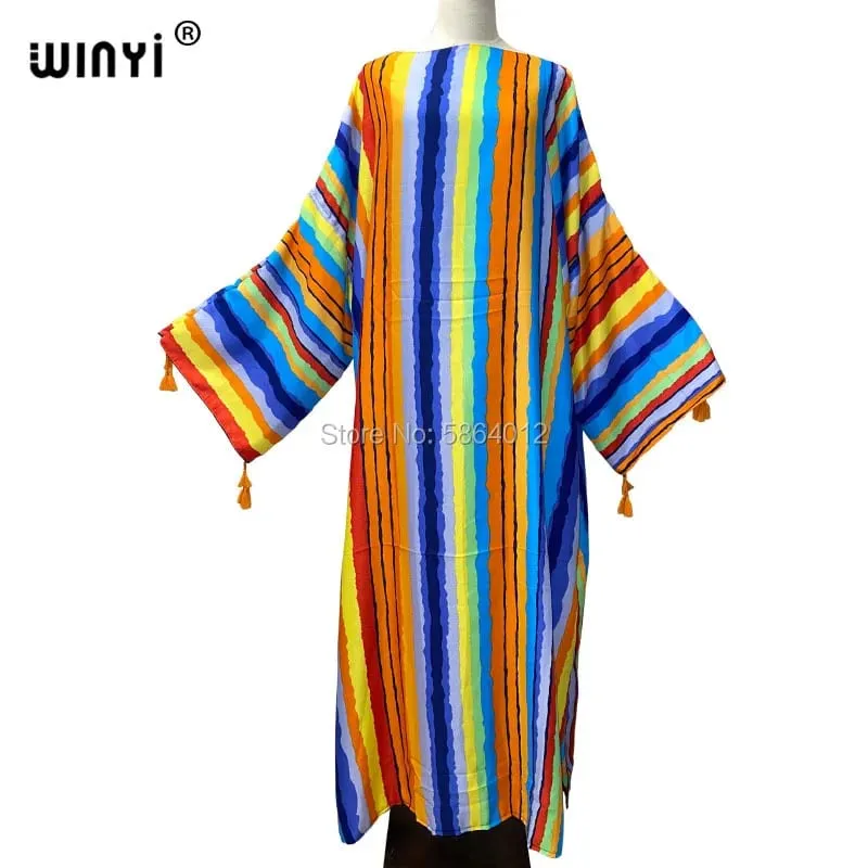 Cotton Robe Femme Hiver Платье Elegant Long Sleeve Мусульманские Комплекты Splicing Stripe Print Female Dresses Vestdios Abaya — image 63