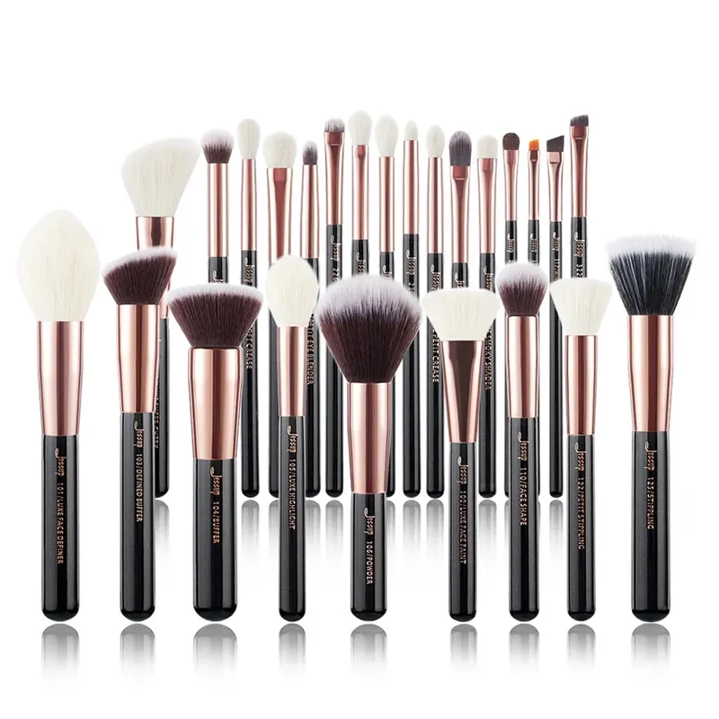 Jessup 25 uds juego de brochas de maquillaje profesional brochas de maquillaje kit de herramientas juego de base colorete en polvo belleza blanco perla T215