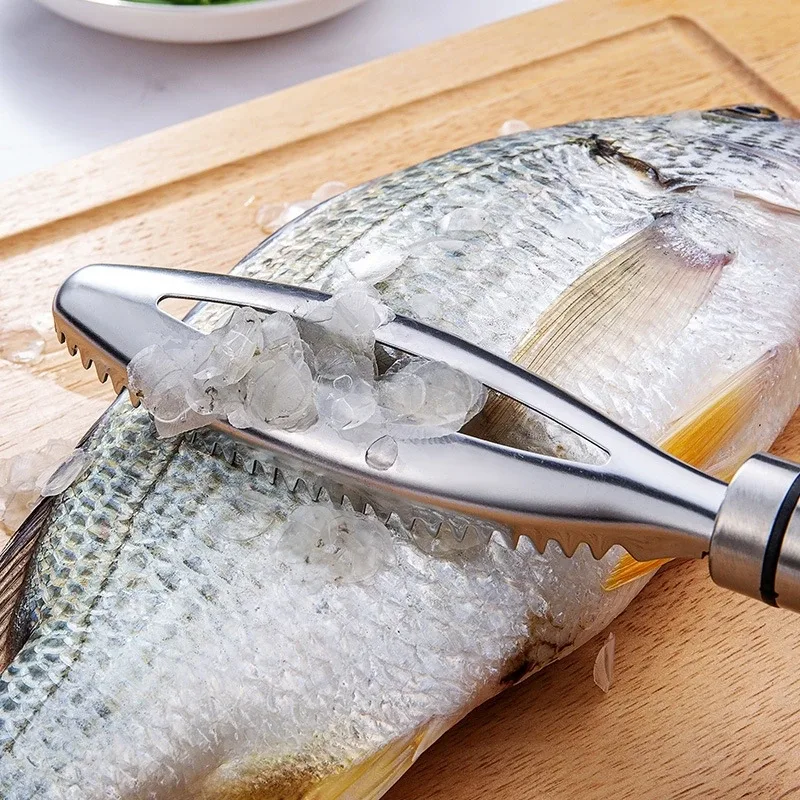Fish Scales Scraping Graters Stainles Fast cleaner Remove skin brush Cleaning Peeler Scraper bone scaler Tongs tweezers tool — image 3