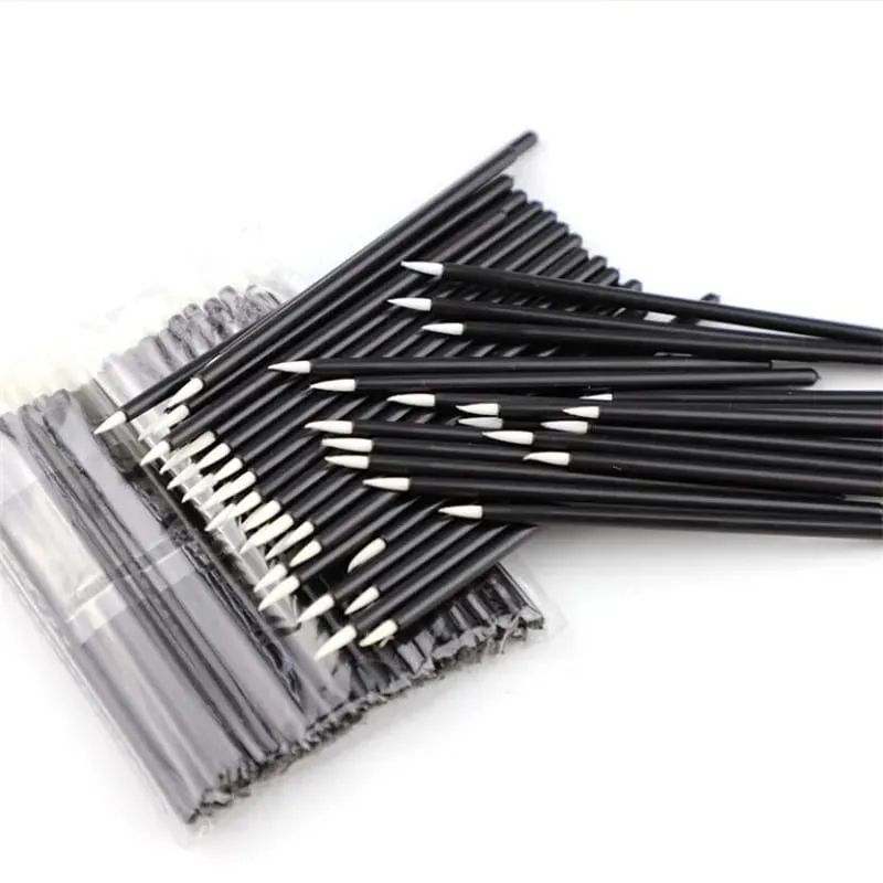 Pinceaux de maquillage professionnels pour Eyeliner, 50 pièces, avec capuchon, poils fins en Nylon, brosse jetable en Fiber — image 5