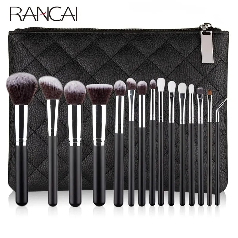15 stk Professionelle make-up børster Sæt Makeup Power Brush Make Up Skønhedsværktøj Blødt syntetisk hår med læderetui — image 1