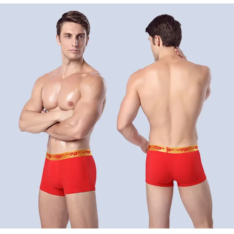 Pakaian Dalam Pria Boxer Merah Pernikahan Katun untuk Pria — image 8