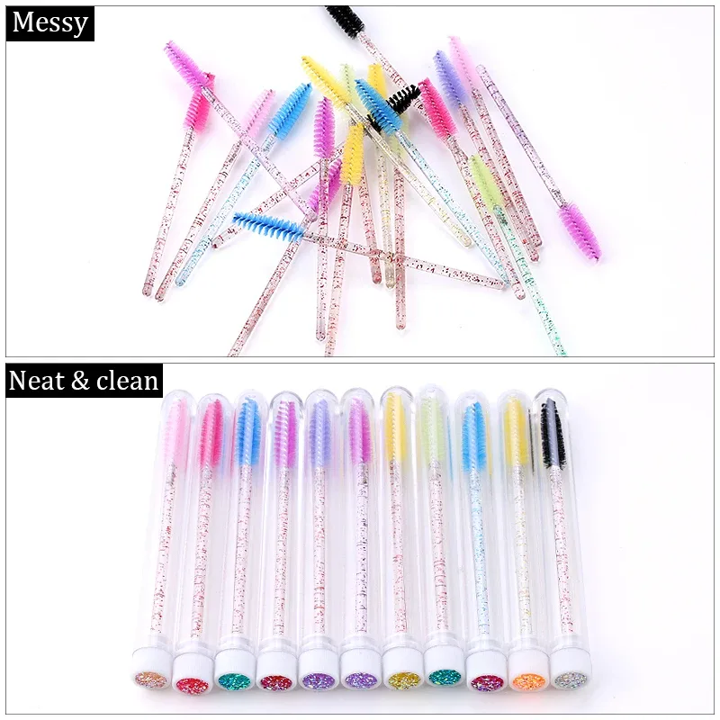Tubes de pinceaux de maquillage réutilisables, 20 pièces, anti-poussière, Tubes de brosses à sourcils avec nouveaux cils, perceuse en résine, outil d'extension de cils remplaçable — image 5