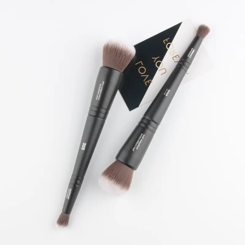 1 stuk Dubbelzijdige multitasker gezichtsconcealer 202 Foundation Make-upborstels halo-kleurstof Make-upborstel mijnpoeder