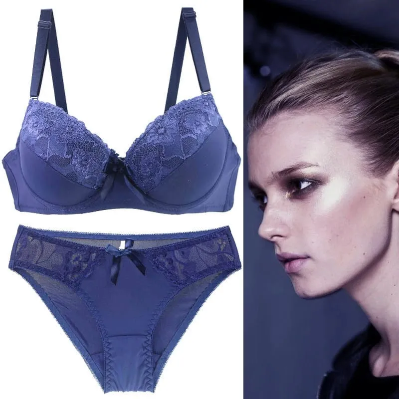 2021 nowych kobiet biustonosz push-up komplety Intimates koronkowe stringi bielizna solidna kokarda 70-105 BCDE Cup kobieta bielizna Plus Size — image 6