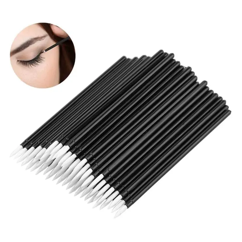 Pinceaux de maquillage professionnels pour Eyeliner, 50 pièces, avec capuchon, poils fins en Nylon, brosse jetable en Fiber — image 6