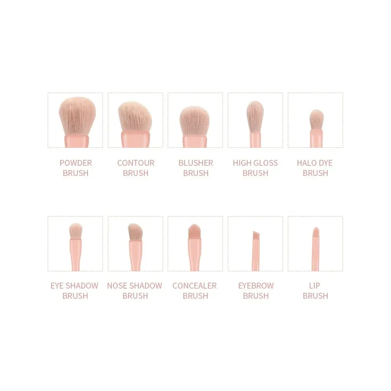 Make-up-Pinsel-Set, 10 Stück, Orange/Rosa/Blau/Grün, Lidschatten, Eyeliner, Make-up-Pinsel, Naturhaar, Foundation, Puder, Rouge — image 3