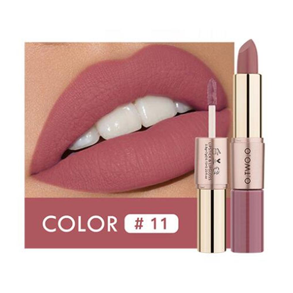 O.TWO.O 2 in 1 Matte Lippenstift Lipgloss Kosmetik Wasserdicht Pintalabios Batom Mate Lippen Make-up Rouge 12 Farben Lippenstift — image 17