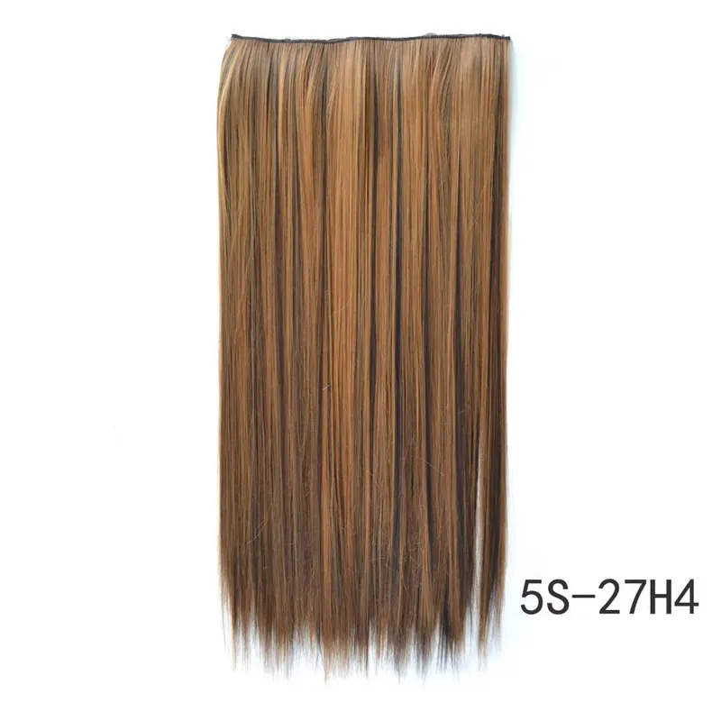Synthetic Natural Synthetic Hair Extensions 5 Clip In Artificial Fake Ombre Blonde Brown Black Pink Straight False Hair Piece — image 31
