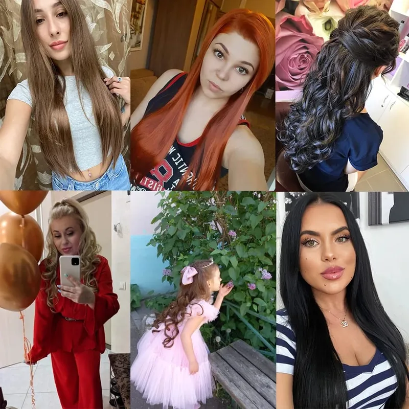 Leeons 16Clips Long Straight Synthetic Clip On Hair Extensions Cheveux Clip Naturel High Temperature Fiber Black Brown Hairpiece — image 6