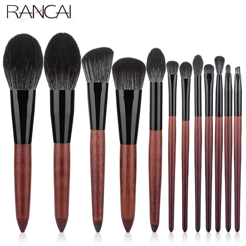 12 pennelli per trucco di alta qualità Set fondotinta in polvere, fard, ombretto, spugna, pennelli in morbida fibra di lana, strumenti cosmetici per capelli — image 2