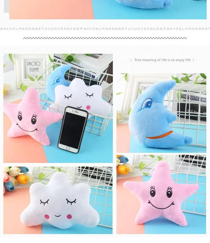 Oreillers en peluche en forme de lune, étoile, nuage, rose, blanc, bleu, décor de chaise de chambre, coussin doux, jouets en peluche pour enfants et bébés