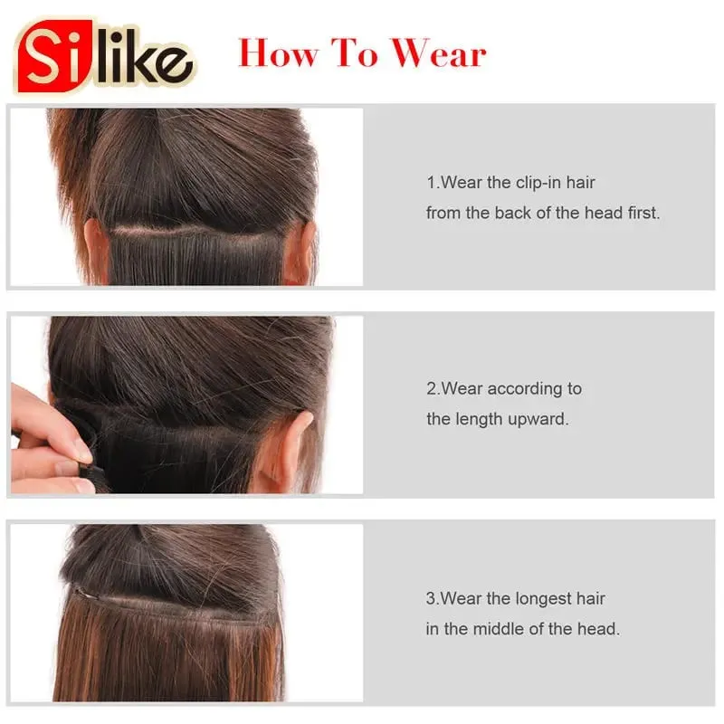 Silike 32 นิ้วสังเคราะห์ Wavy คลิป One Piece Hair Extensions 17 สีทนความร้อน Fiber Hair Extension สำหรับผู้หญิง — image 6