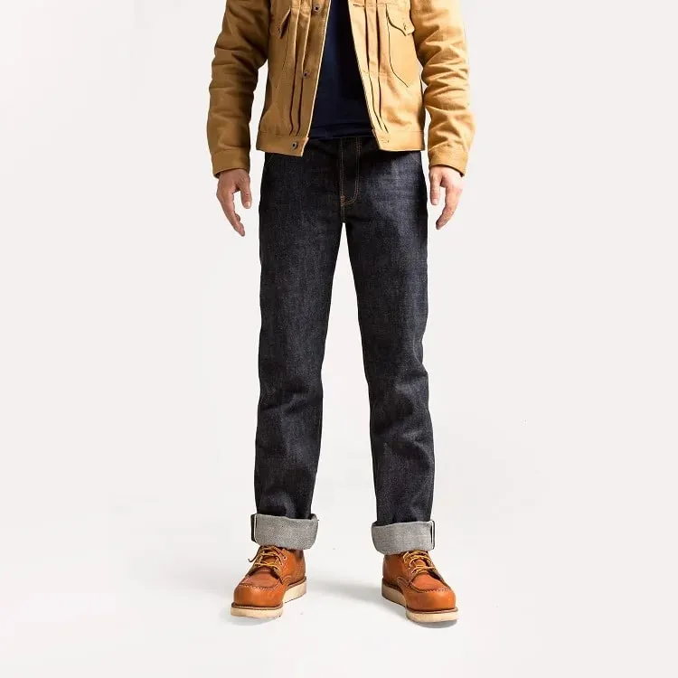 Red Tornado Blacksmith Buckle Back Jeans 16.5oz Mentah Selvedge Denim Kaki Lurus — image 12