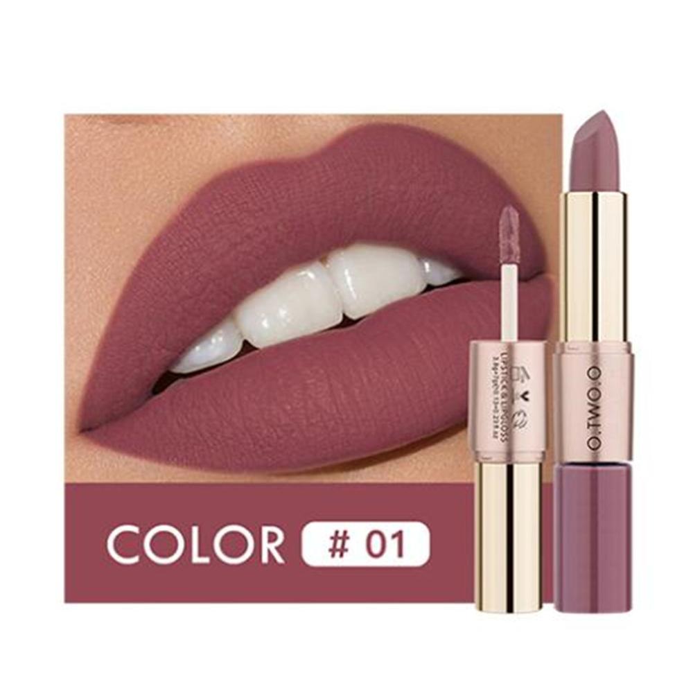 O.TWO.O 2 in 1 Matte Lippenstift Lipgloss Kosmetik Wasserdicht Pintalabios Batom Mate Lippen Make-up Rouge 12 Farben Lippenstift — image 8