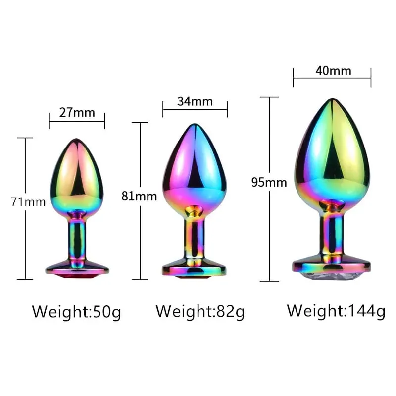 Rainbow Rose gold สีชมพูขนาดเล็กขนาดกลางชุดรูปหัวใจคริสตัลโลหะลูกปัด anal butt plug เครื่องประดับของเล่นสำหรับชายหญิง — image 6