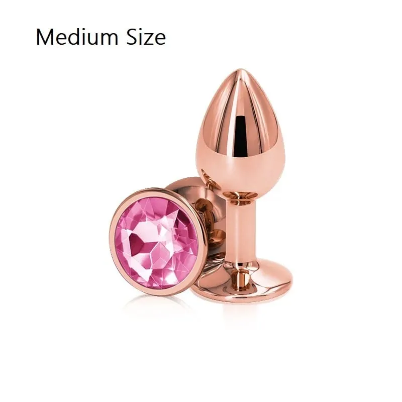 Rainbow Rose gold สีชมพูขนาดเล็กขนาดกลางชุดรูปหัวใจคริสตัลโลหะลูกปัด anal butt plug เครื่องประดับของเล่นสำหรับชายหญิง — image 8