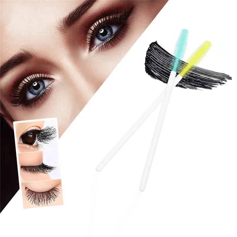 100 st Engångs Silikon Ögonfransar Borstar vita Handtag Applikator Mascara Stick Brush Ögonfransförlängning kvinnor Makeup Tools — image 5