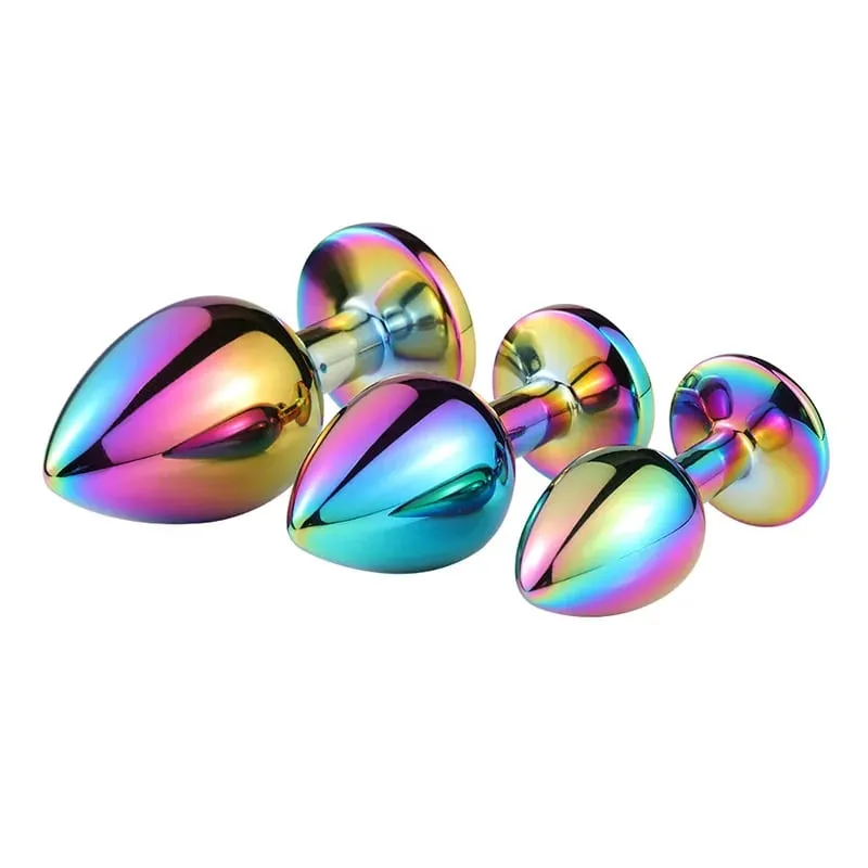 Rainbow Rose gold สีชมพูขนาดเล็กขนาดกลางชุดรูปหัวใจคริสตัลโลหะลูกปัด anal butt plug เครื่องประดับของเล่นสำหรับชายหญิง — image 2
