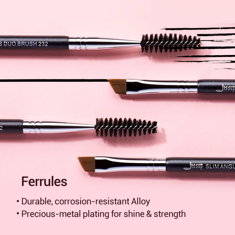 Jessup Eyebrow Solek Berus Dwi-kepala Alis Bulu Mata Berus Solekan Mata Kosmetik Alat Kecantikan Rambut Sintetik Pemegang Kayu