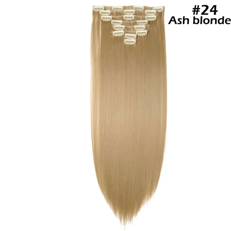 S-noilite Synthetic 8PCS/Set 18Clips Clip in Hair Extensions Long Straight Hair Extension Clip in Hair for Women — image 13