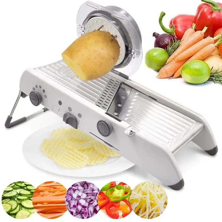 18 ประเภทปรับ Mandoline Slicer ผักสแตนเลส Julienner เครื่องขูดหัวหอมเครื่องตัดมันฝรั่งเครื่องตัด KC0326 — image 7