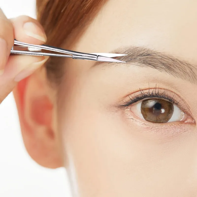 Pemangkas Gunting Solekan Kening Keluli Tahan Karat Gunting Lentur Khas Mekap Alat Kecantikan Lurus Melengkung Kutikula Keluarkan