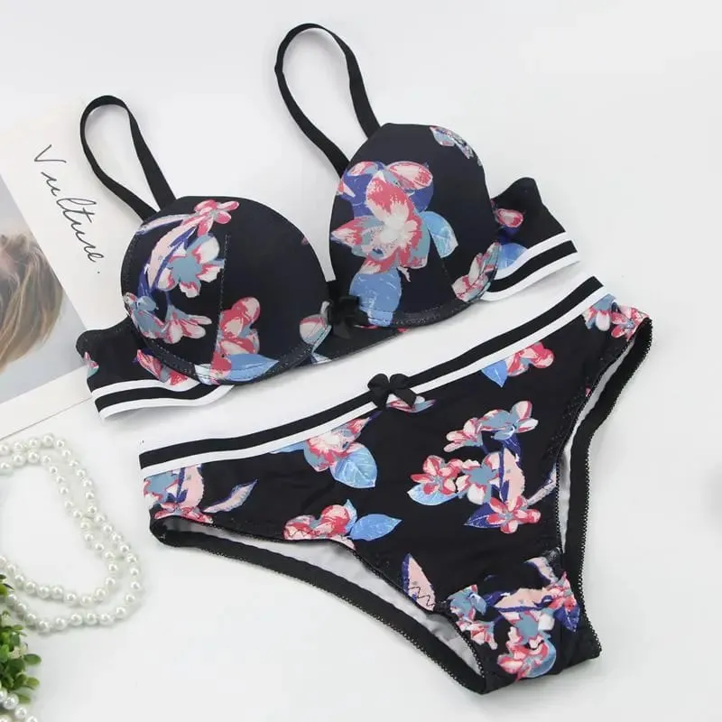 DaiNaFang 2 ชิ้น BCDE ถ้วย Bras ชุด Push Up ชุดชั้นในชุดสตรีเย็บปักถักร้อย Bralette Underwire Breathable เลดี้ชุดชั้นใน — image 4