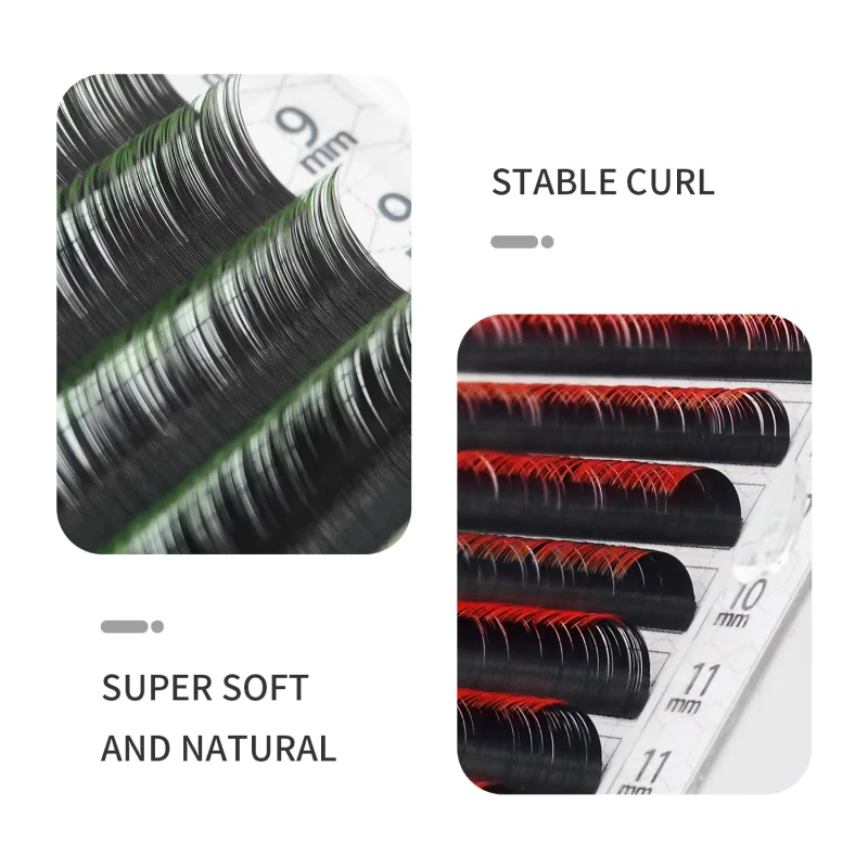 12Rows Ombre Gradient Red Green Blue Purple Color Eyelash Extension Individual Faux Mink False Eye Lashes Makeup — image 4