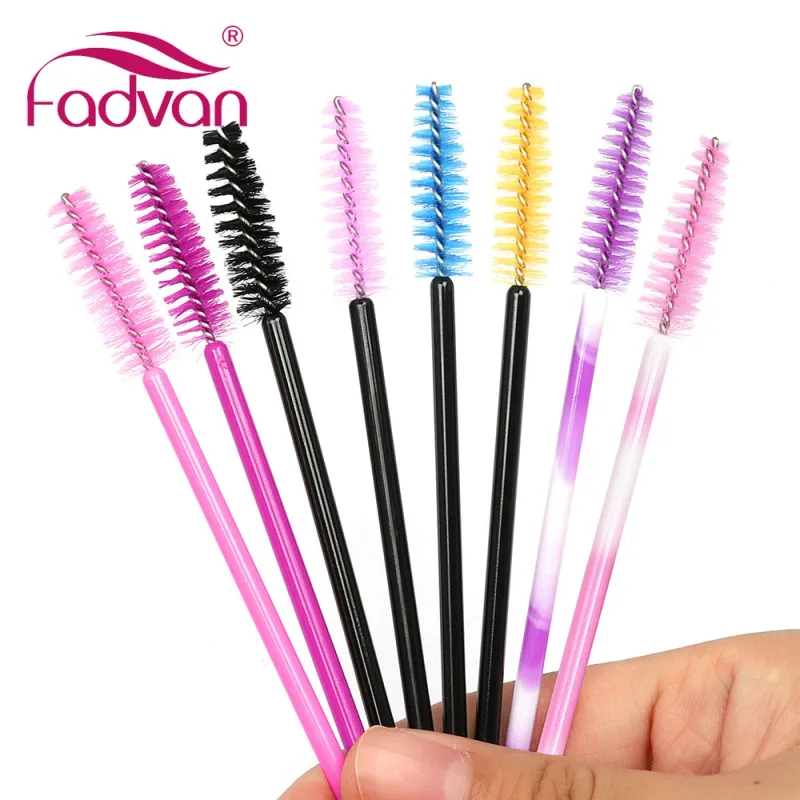 Fadvan 50 Buah/Pak Kuas Makeup Plastik Tongkat Mikro Alat Sikat Bulu Mata Palsu Perlengkapan Ekstensi Bulu Mata Hitam/Merah Muda/Berwarna — image 5
