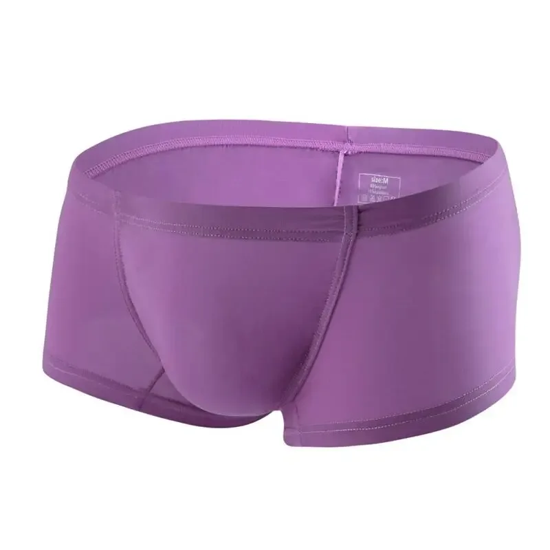 Biancheria intima da uomo sexy Boxer Solido sottile Mutandine di seta di ghiaccio Uomo Traspirante Vita bassa U Custodia convessa Mutande Uomo Cueca Calzoncillo — image 33