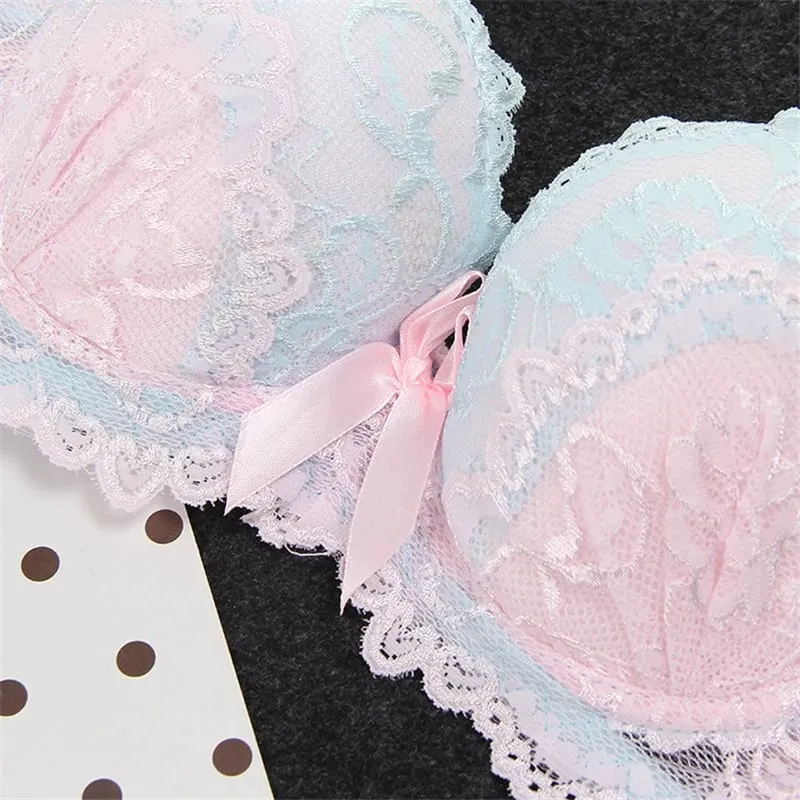 Set Bra Nipis dan Seluar Dalam Bunga Gaya Baru Lace AB Cup Suit Set Pakaian Dalam Bersaiz Besar Berkualiti Tinggi — image 6