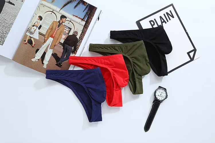 4 Cotton Briefs Mens Comfortable Underpants Man Underwear Bikini Drop shipping Mens Breathable Low-rise Brief Panties Solid 1811 — image 11