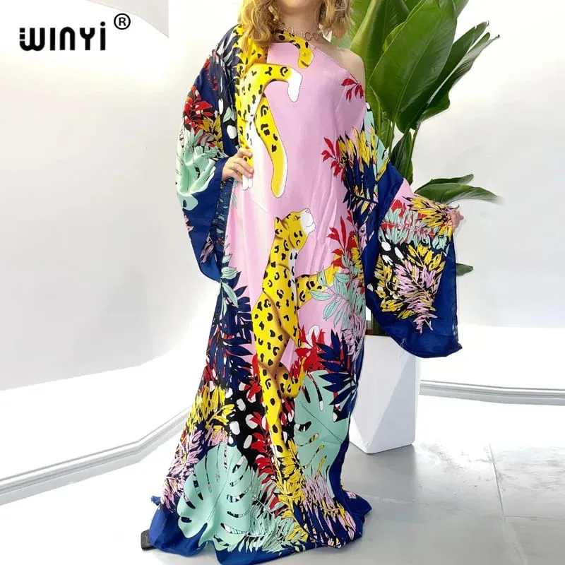 Cotton Robe Femme Hiver Платье Elegant Long Sleeve Мусульманские Комплекты Splicing Stripe Print Female Dresses Vestdios Abaya — image 3